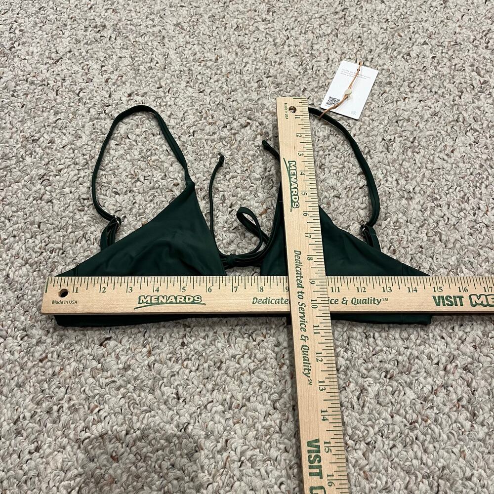 NEW Quince Italian Knotted Triangle Bikini Top L Green Summer Vacation Casual - Picture 2 of 4